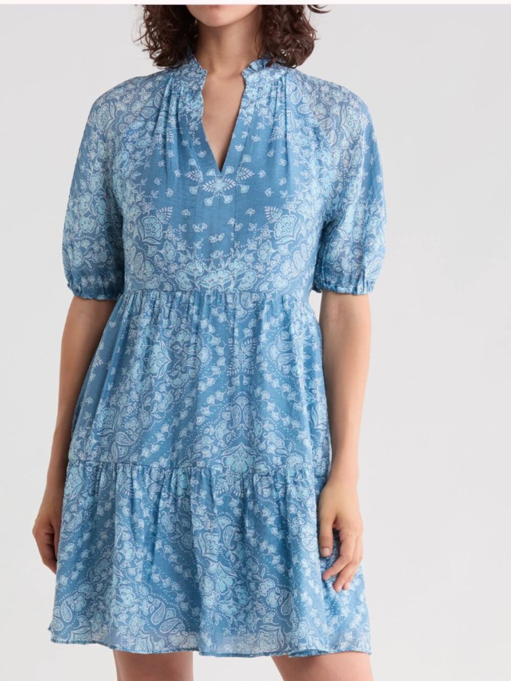 NWOT Tiered Split Neck Dress Halogen Small
